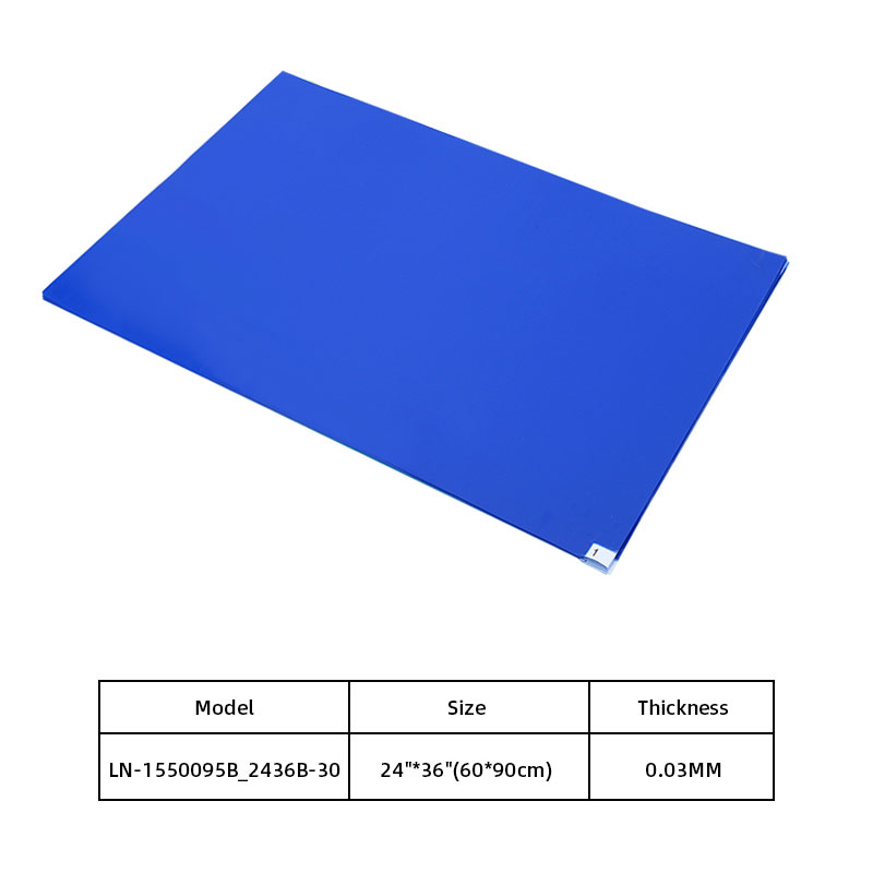 Le tapis collant antistatique déchirable LN-1550095B_2436B-30 est utilisé pour les tapis collants ESD bleus dans les ateliers électroniques