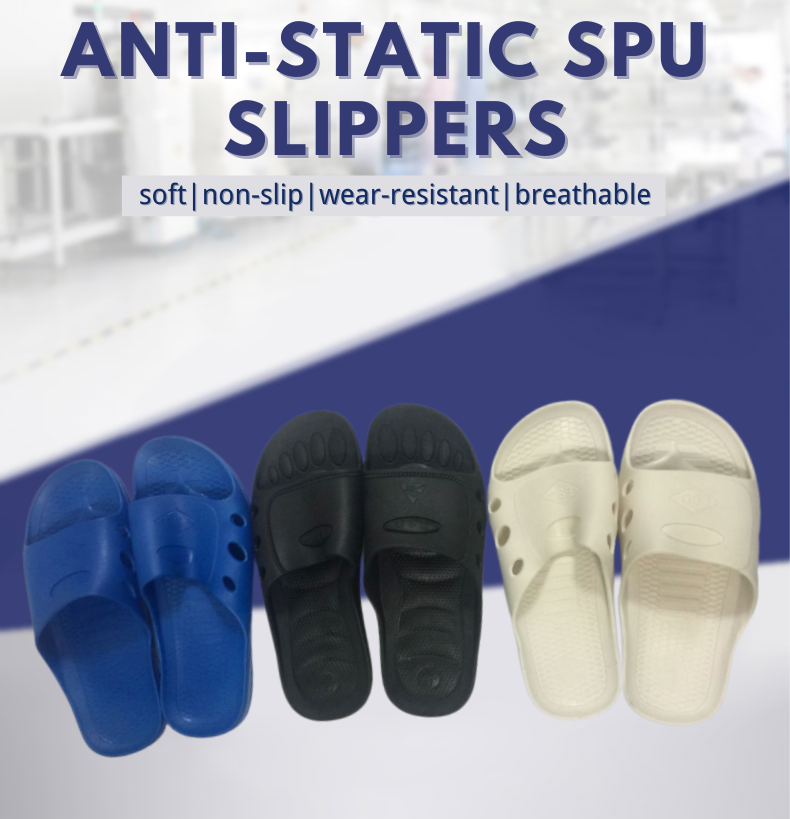 LN-1577101B Pantoufles antistatiques pour salle blanche Pantoufles antidérapantes en PVC CleanRoom